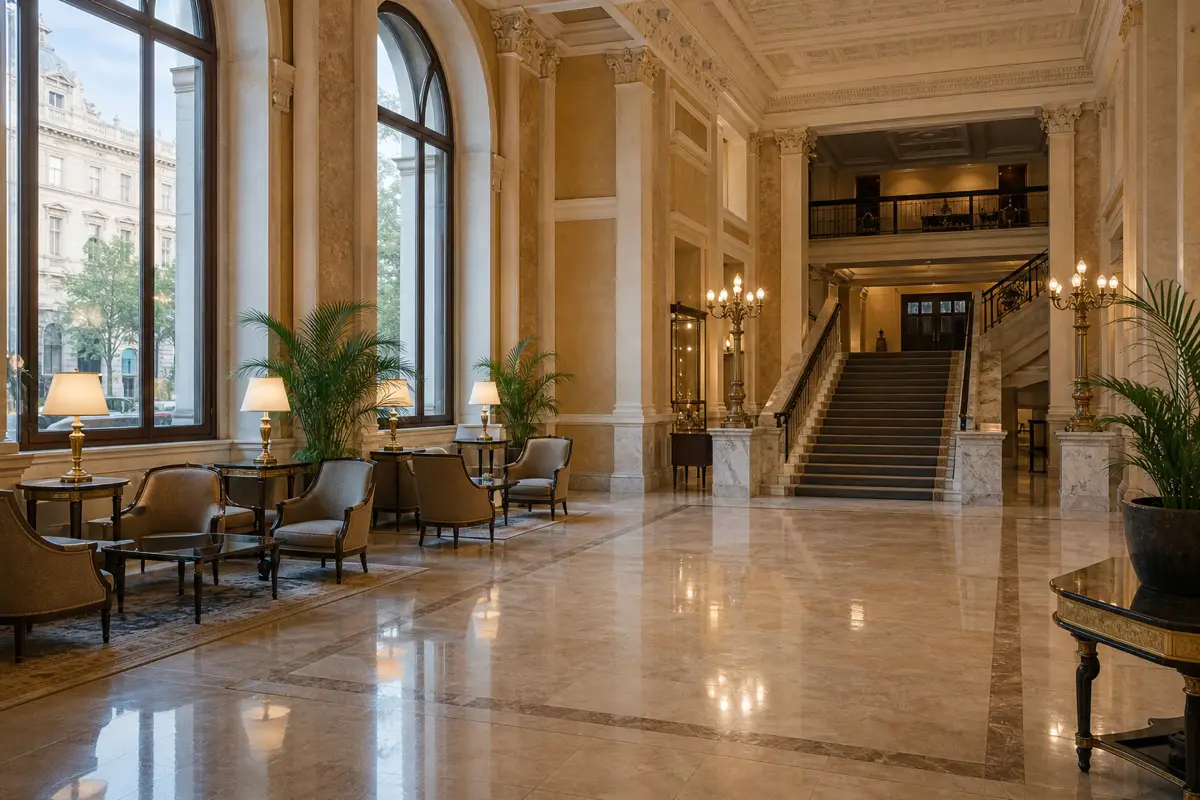 Elegáns szállodai lobby belső tér